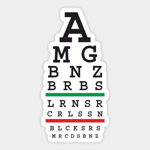 Snellen automotive eye test for Merc (original color) Sticker by 710Designs